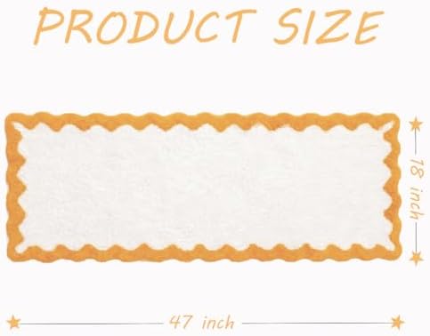 Cute Yellow Scalloped Bathroom Runner Rug, Fun Plush Luxury Microfiber Bath Rug - Image 3