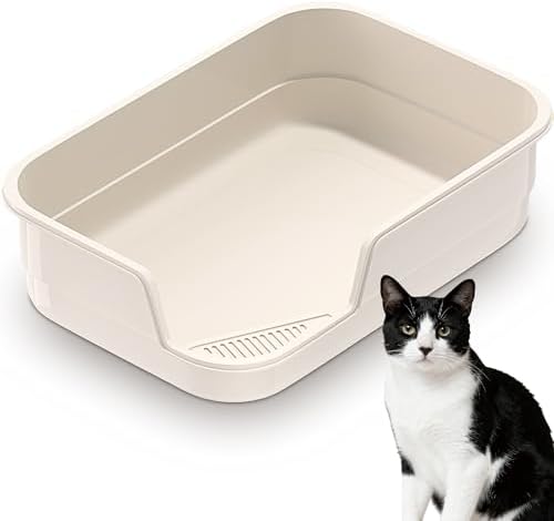 Vealind Extra Large Cat Litter Box High Sided and Low Entry Litter Tray by Vealind