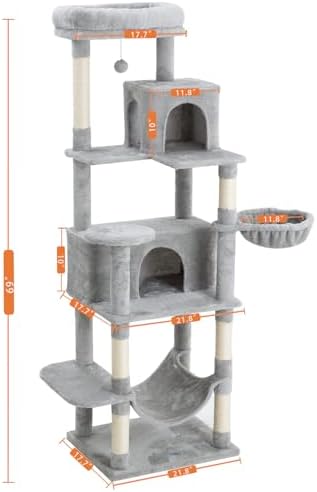 Multi-Level Cat Tree, 69 Inches Tall Cat Tower - Image 2