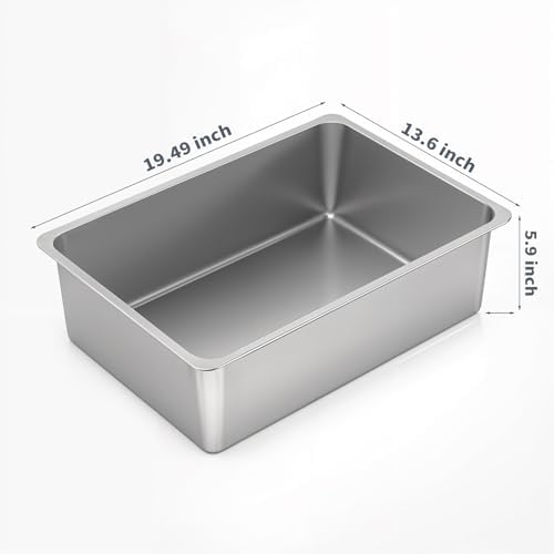 Kirecoo Large Stainless Steel Cat Litter Box High Sided - Image 2