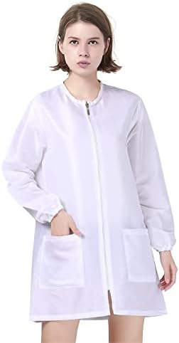 TOPTIE Salon Jacket with Long Sleeve, Unisex Satin Grooming Smock by TOPTIE