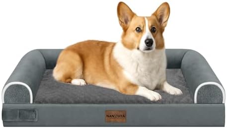NANUYA Orthopedic Dog Bed for Medium Dogs, 30 x 20 Inch, Dark Grey by Nanuya