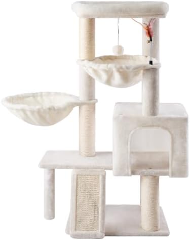 Cat Tree with Cat Condo and Two Hammocks, Cat Tree with Scratching Posts and by Tuaoeef