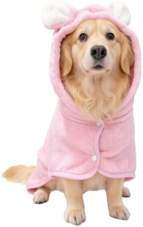 Pet Bathrobe for Dog Cat Absorbent Quick Drying Hooded Bath Towel by Unknown