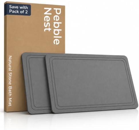 Stone Bath Mat – Diatomaceous Earth Quick Drying Non-Slip Bathroom Mat – by PebbleNest