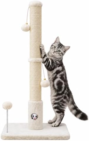 Woochpet Funny Cat Scratching Posts Sturdy Scratcher Posts 33'' Off White by WOOCHPET