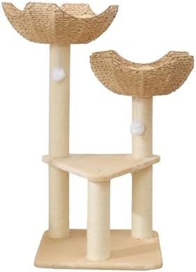 SHENGOCASE Cat Tree Tower with Rattan Wicker Basket, 2 Large Nest Baskets Bed by SHENGOCASE
