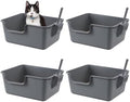 4-Pack Large High Side Plastic Cat Litter Box, Open Top Cat Litter Pan by Nihenok