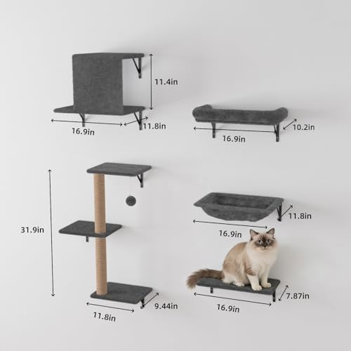 Cat Wall Shelves 5-Piece Set, Cat Walls Furniture - Image 5