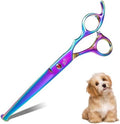 DRGSKL Rainbow Dog Straight Scissors, Offset Handle Pet Grooming Shears by ProfessionalKitchenKnife