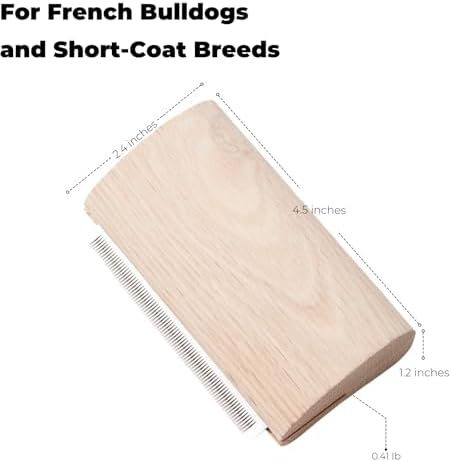 French Bulldog Brush for Shedding, Palm-Grip Wooden Grooming Comb - Image 4