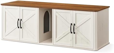 Feandrea Double Cat Litter Box Enclosure, Furniture Hidden by FeandreabySONGMICSHOME