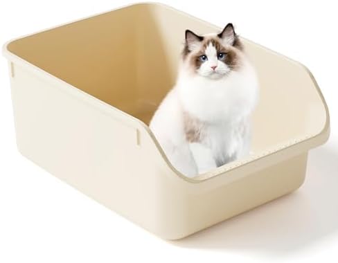 Large Cat Litter Box with High Side Cat Litter Pan Boxes by Pawsayes
