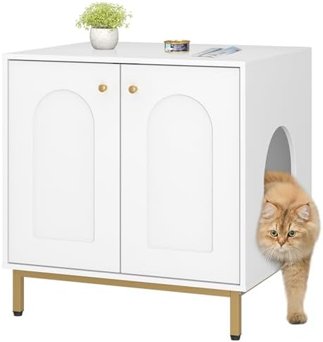 Hzuaneri Cat Litter Box Enclosure, Hidden Litter Box Furniture, Sisal Mat by Hzuaneri