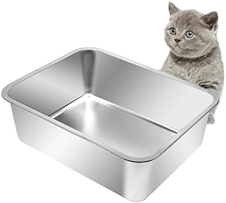 Kichwit Stainless Steel Cat Litter Box, Metal Cat Litter Pan, Kitten Litter Box by Kichwit