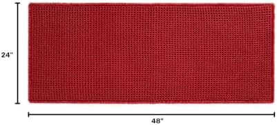TYUU Waffle Bath Mat, Boho Bathroom Rugs Non Slip, 48x24 Burgundy - Image 2