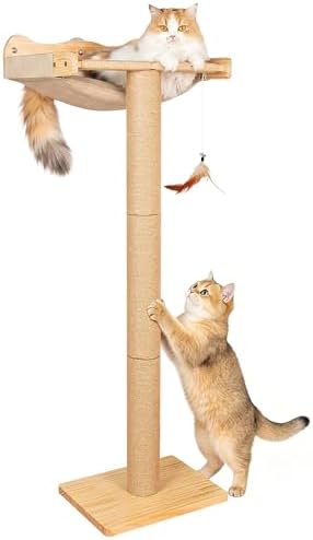 Cat Window Perch Hammock with 3-Piece Detachable Sisal Scratching Posts by Famifit