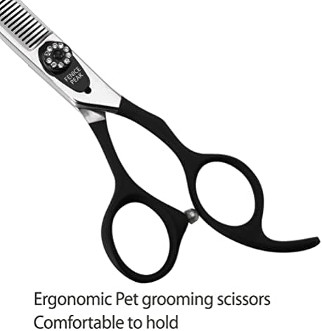 7.0'' Dog Thinning Scissors For Grooming 440C Stainless Steel Black Non-Slip - Image 5