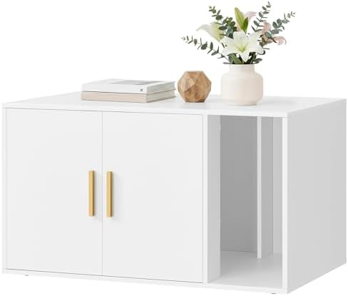 Feandrea Cat Litter Box Enclosure, Double Doors, 31.5 x 19.7 x 17.7 Inches by FeandreabySONGMICSHOME