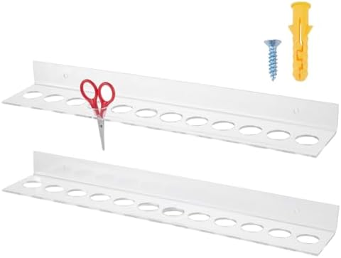 2PCS Long Scissor Holder Acrylic Wall Mounted Shear Holder by HOBBIESAY
