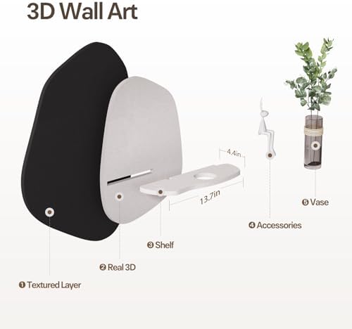 3D Textured Black and White Abstract Wall Art - Image 3