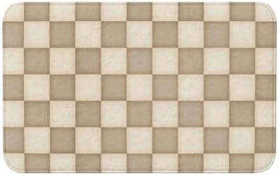 Retro Checkered Bath Mat Non-Slip Soft Microfiber Bathroom Rugs Washable Bathmat by Unknown