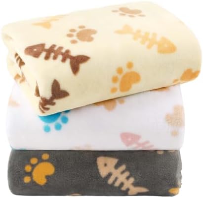 LINENLUX Dog Blankets 3-Pack, Super Soft Fluffy Fleece Pet Throw Warm by LINENLUX