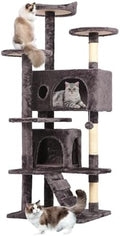 BestPet | 54" Cat Tree Tower | Purple Gray | Sturdy Multi-Level Cat Tree by BestPet