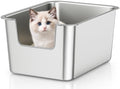 High-Sided Stainless Steel Cat Litter Box, Low Entry by Unknown