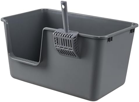 2-Pack High Side Plastic Cat Litter Box, Large Cat Litter Tray Basin - Image 7