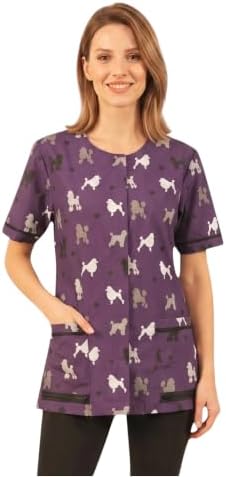 Ladybird Line 710 Purple Poodle Print Waterproof Dog Grooming Smock Hair and by LadybirdLine