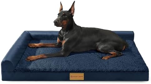 Patas Lague Orthopedic Large Dog Bed Washable Pet Sofa Bed 56X40 Navy Blue by PatasLague
