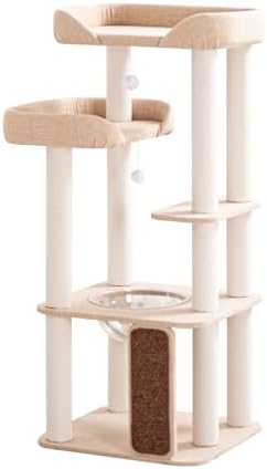 53" Cat Tree Tower for Large Cats, Large Perch & Sisal Board by PETTIFULCATTREE