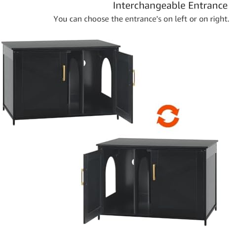 unipaws Top Opening Cat Litter Box Enclosure Furniture, Flip Top Design - Image 6