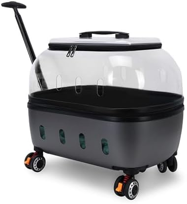 Cat Carrier with Wheels, Transparent Rolling Hard Shell Pet Carrier, Rolling by Unknown