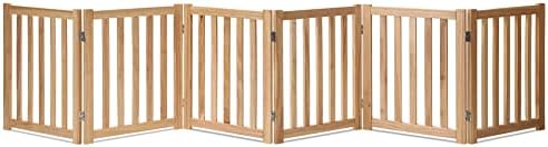 LZRS Wooden Free Standing Dog Gate 120" W x 24" H, Foldable Solid Hardwood Pet by LZRSPET