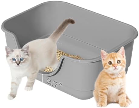 Low Entry Small Litter Box for Kittens, Kitty Plastic Litter Boxes, Open Top by TehoaoWomensClothes