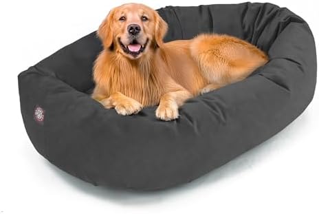 Majestic Pet 40 Inch Suede Calming Dog Bed Washable – Cozy Soft Round Dog Bed by MajesticPet