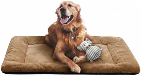 Dog Crate Pad Washable Dog Bed for Crate Large Cozy Mat 42-Inch Camel by VERZEY