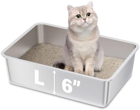 Stainless Steel Litter Box, Large Metal Litter Box by Futam