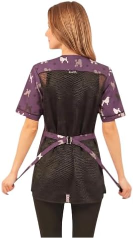 Ladybird Line 710 Purple Poodle Print Waterproof Dog Grooming Smock Hair and - Image 2