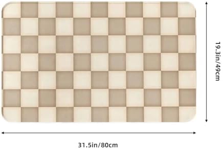Retro Checkered Bath Mat Non-Slip Soft Microfiber Bathroom Rugs Washable Bathmat - Image 3
