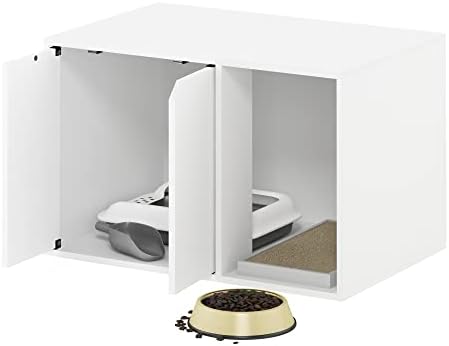 Furinno PELI 24" Wide Cat Litter Box Enclosure, Solid White by Furinno-FitsYourSpaceFitsYourBudget