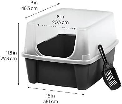 IRIS USA High Sided Cat Litter Box, Scatter Shield - Image 2