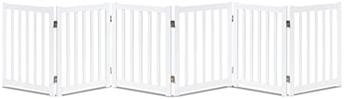 LZRS Wooden Free Standing Dog Gate 120" W x 24" H, Foldable Solid Hardwood Pet by LZRSPET