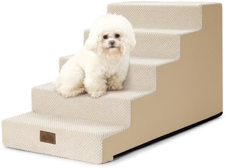 COZY KISS Dog Stairs for Small Dogs, 5 Step Pet Stairs for Beds & Couches by COZYKISS