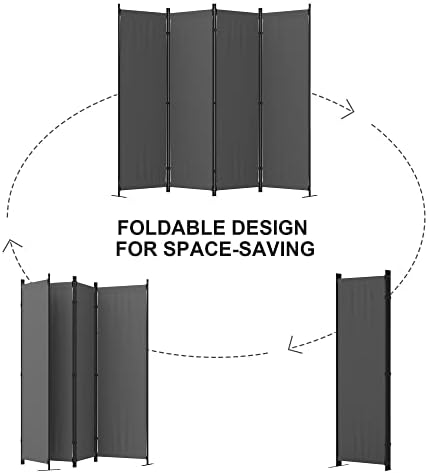Room Divider, 4 Panel Folding Screen, 88” Portable Separating 3 Feet - Image 7
