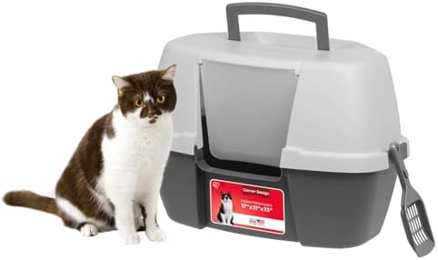 IRIS USA Large Corner Cat Litter Box, Space Saver, Dark Gray by IRISUSA