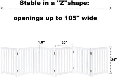 LZRS Wooden Free Standing Dog Gate 120" W x 24" H, Foldable Solid Hardwood Pet - Image 3
