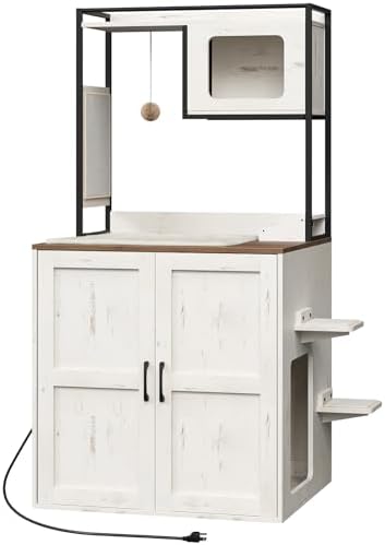 HOOBRO Cat Automatic Litter Box Enclosure Furniture, 30.5" L x 26.8" W x 61" H by HOOBRO